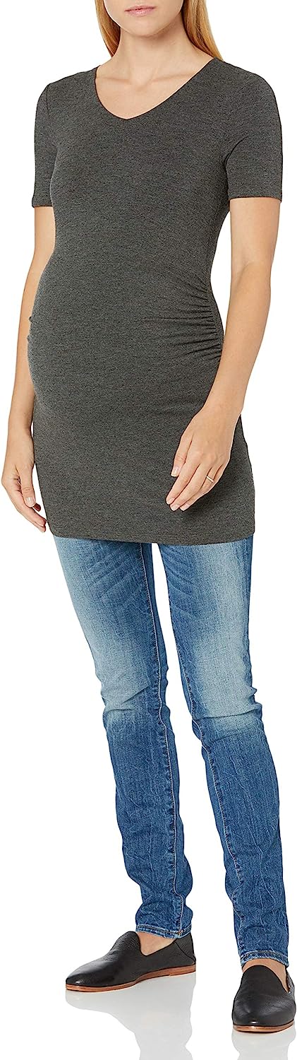 Essentials Women's Maternity Short-Sleeve Rouched V-Neck T-Shirt, Pack of 2 - Image 5